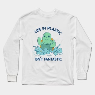 Life in plastic - Angry turtle - plastic ocean Long Sleeve T-Shirt